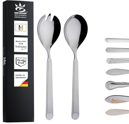 Gehring Solingen Point Salatbesteck 2-teilig I Edelstahlbesteck I Salatlöffel I Salatgabel I Servierbesteck I Edelstahlbesteck I spülmaschinengeeignet I Made in Germany