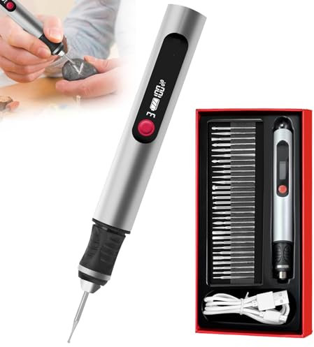 3-Gang-Elektro-Mini-Bohrstift, Wiederaufladbare DIY Handbohrer Elektrisch mit 30 Spiralbohrer, mini Bohrmaschine für Modellbau, Holz, Harz Schmuckherstellung Kunststoff Leiterplatte Leder