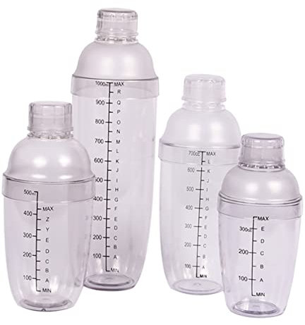 LAPYAPPE 4piezas Coctelera De Mano Plástico Transparente Para Preparar Té Leche Vino Cócteles y Ligera