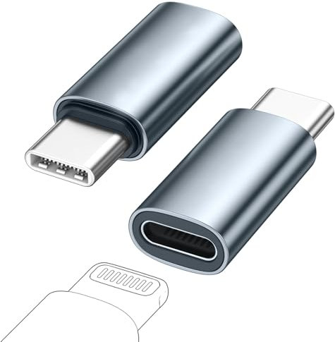 ASIRYVA 2pack Lightning To USB C Adapter, iPhone to USB C Adapter Support Fast Charging for iPhone 15 Pro Max Plus, iPad Air, Samsung, Support Data Transfer&Type C Charger Connector Cable, Grey