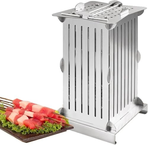 Boîte à brochettes, 49 Trous, Machine à brochettes Manuelle, brochettes de Viande à Finition Uniforme, Amovible et Facile à Nettoyer, Acier Inoxydable 304, pour Restaurant, Grand Barbecue