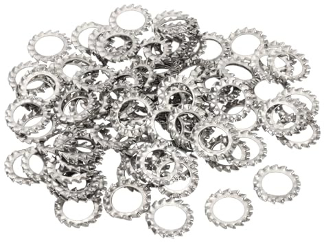PATIKIL Rondelles Frein À Dents Externes M12, 100Pcs 304 Acier Inoxydable Rondelles Frein Crantées Assortiment Kit Pour Équipements Mécaniques Attaches Fixations, Argent