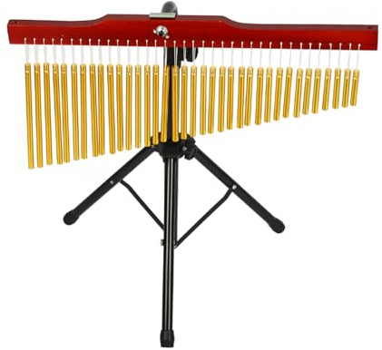 Brrnoo Campana Pequeña, 36 Campanas Barchime Bells Brass Bell Portable Single Fil Bar Viento Instrumento de Percusión Musical con Trípode y Palo de Percusión