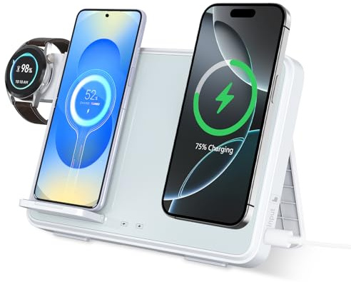 Dual Phone Wireless Charger, Wireless Charging Station For IPhone Air 17 16 15 14 13 Pro Max Airpods Samsung S25 S24 Pixel 9/8 Android Phone,Apple Watch/Galaxy Watch Charger Stand,Tech Gadgets