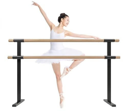 Generisch Doppelte Ballettstange für Erwachsene, tragbar, freistehend, für Gymnastik, Pilates und Balletttraining, Schwarz – 2,5 m