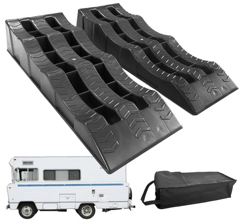 Rampe di livellamento per veicoli ricreativi – 2 livellatori per rimorchi a 3 gradini per ruote di camper con calzature leggere e stabile sistemtema | multifunzionali per roulotte e