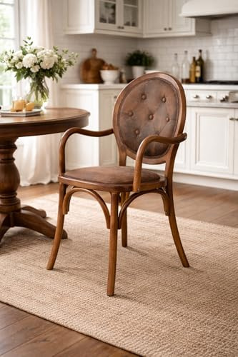 Biscottini Sedie Sedia Poltrona Sala da Pranzo Imbottita da Cucina Soggiorno in Legno massello Vintage - poltrone con braccioli per Srivania per Scrittoio - Sedie Capitonne Salotto Imbottite