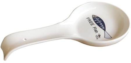 HOMSFOU Porte-cuillère en Céramique Lisse, Repose-ustensiles Multifonctionnel Décoratif, Support pour Cuillère et Fourchette, Accessoire Cuisine Compact pour Plan de Travail, Usage