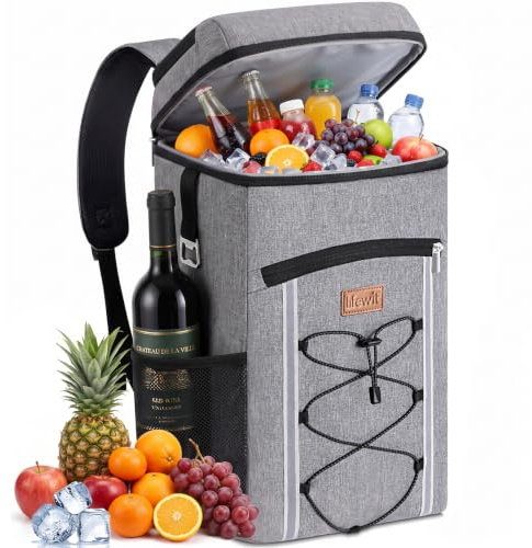 Lifewit Kylryggsäck, Bärbar Kylryggsäck med Vattentätt Foder, Mjuk Isolerad Kylväska för Resor, Camping, Vandring, Picknick, Strand, 23L, Grå