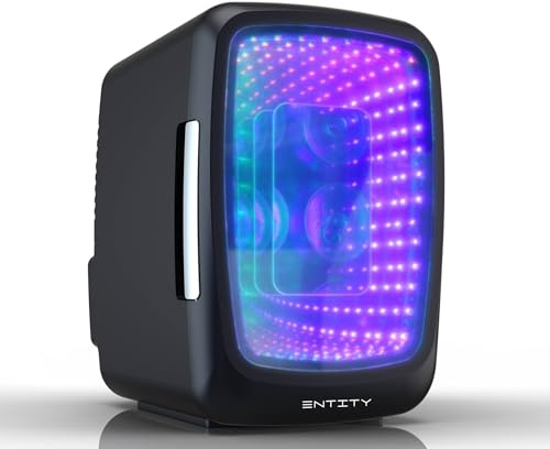 Entity Era LED Gaming Mini Fridge, 4L Capacity, 7 Adjustable Colours, Compact Lightweight Design for Gamers