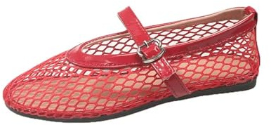 Dam rutnät ballerinor, snygga genombrutna spetsar, sandaler sommar för, andningsbart nät, Nät, Size41