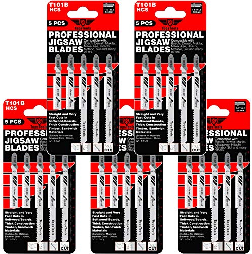 25 lame per seghetto alternativo TopsTools T101B compatibili con Bosch Dewalt Makita Milwaukee e molti altri