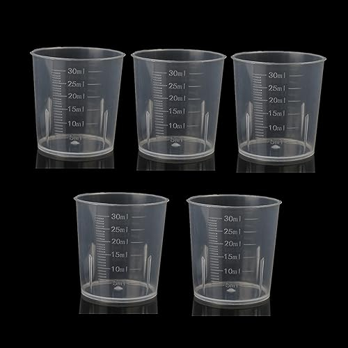5Pcs 30ml Plastic Liquid Measuring Cup Small Transparent Medicine Lab Graduated Beakers Clear Measuring Jugs Set Medium Household Kitchen Baking Cooking Measure Tool Home