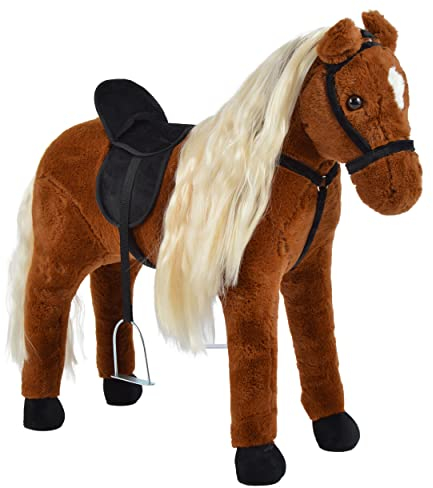 Pink Papaya Stehpferd zum draufsitzen | 75cm Spielpferd zum Reiten Bella | Pferd zum Reiten für Kinder mit Sound | Sattel Pferd