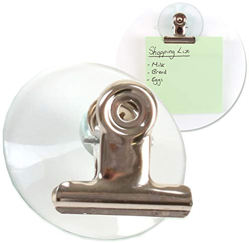 White Hinge 10x Suction Cups With Metal Clips - Note/Memo/Reminder Holders