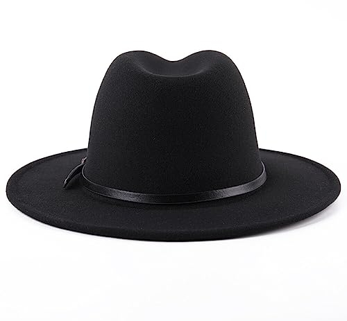 ericotry Klassischer Fedora-Hut mit Gürtelschnalle, breiter Krempe, Kirchenhut, Derby-Kappe, Jazz-Mütze, Trilby-Kappen für Männer und Frauen, Hochzeit, Party, Talent, Show