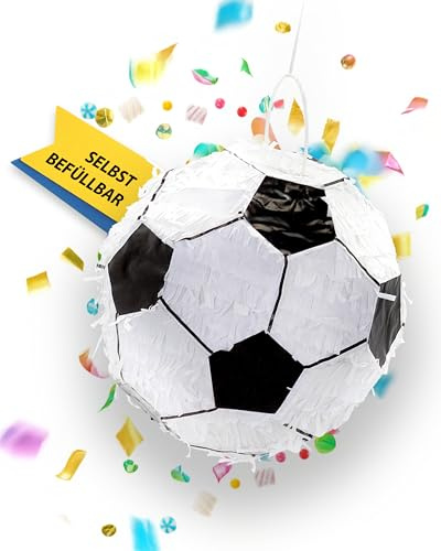 Party Factory – Pinata Fußball für Jungen & Mädchen zum Befüllen & aufhängen – Schlag-Piñata als Party Deko mit ⌀ 27 cm für Geburtstag & Mottopartys – Partyspiel Motiv-Pinjata für Kinder
