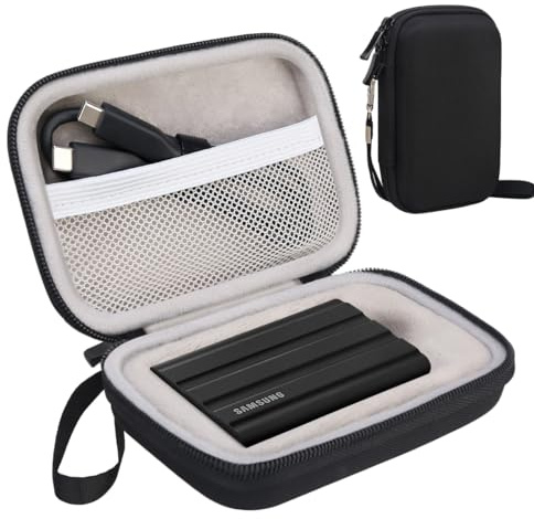Lacdo Funda rígida de transporte para Samsung T7 Shield / T7 / T7 Touch unidades portátiles de estado sólido de 500 GB, 1 TB, 2 TB, 4 TB, USB 3.2, SSD externo, EVA, a prueba de golpes, bolsa de viaje,