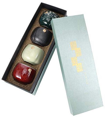 Tazze da tè giapponesi Design in ceramica, set di 4 teiere in ceramica stile giapponese Zen Set da tè unico Set regalo tradizionale artigianale, per casa e ufficio(colorato)