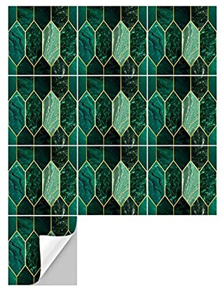 Pegatinas de Pared Etiqueta engomada de la pared for la sala de estar Cocina Baño Wallpape Barra de inodoro Decoración del hogar de lujo Verde Gilding mármol CLORURO DE POLIVINILO Baldosa adhesiva Adh