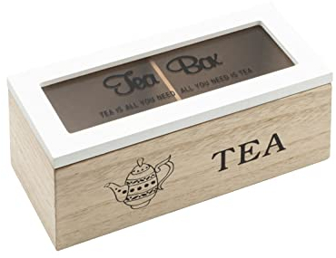 Morgan Scatola Porta Tisane in Legno, Porta Bustine The e Infusi da 2 Tea Box, Scatola Porta The 18x8x7 cm