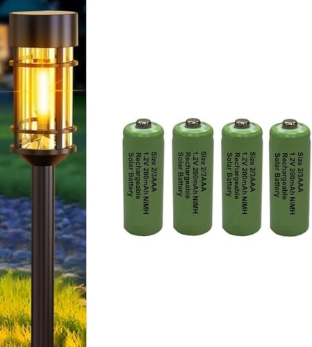 Soluminate Rechargeable 2/3AAA Solar Light Batteries for Garden Solar Lights Latest 1.2V NiMH Technology (2-3AAA, 2/3HR03, Two-Thirds-AAA 29.5mm x 10mm) [4-Pack]