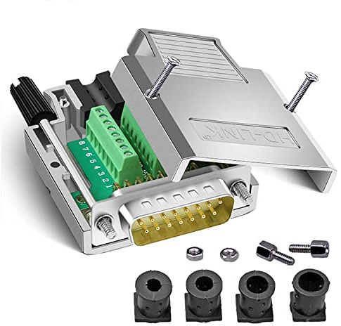 PENGLIN DB15 lötfrei seriell zu 15-Pin-Port-Terminal Adapter Stecker | Männliches Metall Breakout-Board mit Gehäuse Muttern für Lange Schrauben