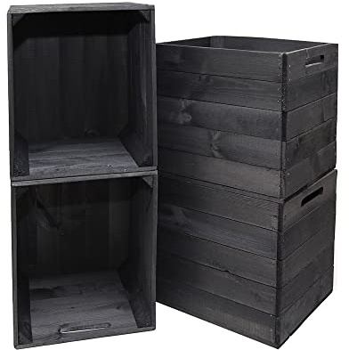 MARWOOD 4x Kallax Box Aufbewahrungsbox Einsatz aus Holz I Kiste für Kallax Regal I Obstkiste I Holzkasten I SEUL