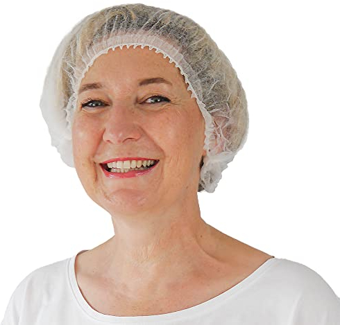 100x ARNOMED® Cuffie Monouso per Capelli 52 CM Bianco, Cuffia Monouso per la Testa, Copricapo per Chirurgiche, Doccia & Igiene -Cuffie Usa & Getta Capelli, Retine per Capellii Alimentari