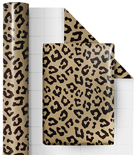 RUSPEPA Rotolo Di Carta Da Regalo - Motivo Leopardato Con Lamina Metallica Lucida, Perfetto Per Il Compleanno - 43,2 cm X 10 m