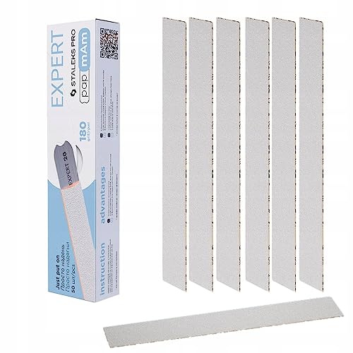STALEKS PRO Housses de remplacement pour limes en minéral Papmam pour base droite, Expert, papier écologique, 50 pièces, DFCE-22 (Grain 180)