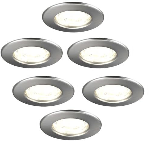 Ledvion 6er Set LED Einbaustrahler 5W Warmweiss wasserdicht IP65 | Einbaumass Ø84mm; Wasserfest fuer Bad Dusche und feuchte Innenbereiche; Integrierte LED Lichtquelle enthalten