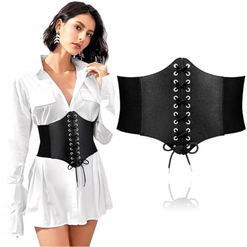 EOUIAV Cinturones Corset de Vestir para Mujer,Cinturón De Corsé para Mujer, Cintura Elástica Ancha Correa de Piel,Cinturón Elástico de Corsé