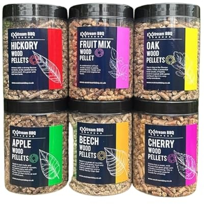 Exstream BBQ Smoking Pellets in 1 Litre Jar, Premium Quality, 10 Natural Flavours for Wood Fired Ovens and Grills. (Cherry Wood)