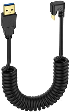 SinLoon Cavo a Spirale USB Tipo C 5 Gbps Retrattile 90 Gradi - Da USB 3.0 a C per Ricarica e Trasferimento Dati - Compatibile Con Telefoni, Tablet e Altri Dispositivi USB C (M to U)
