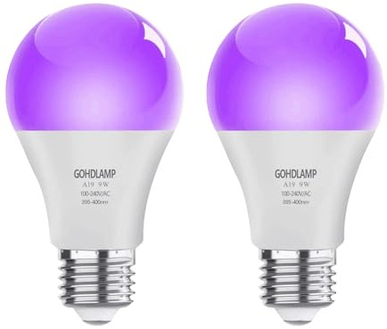 Lampadina LED nera Lampadina UV E27, 9 W 100-240 V LED 395-400 nm Lampadina UVA nera, illuminazione per feste di Halloween discoteca bar body painting luce nera poster fluorescenti per feste set da 2