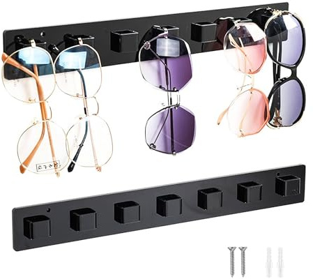 jinminamz Brillenhalter Wand Sonnenbrillen Halter Wand,BrillenstäNder Sonnenbrillen Organizer AufhäNgen Mehrerer GläSer,Brillenaufbewahrung Brillen-Display,Schwarz