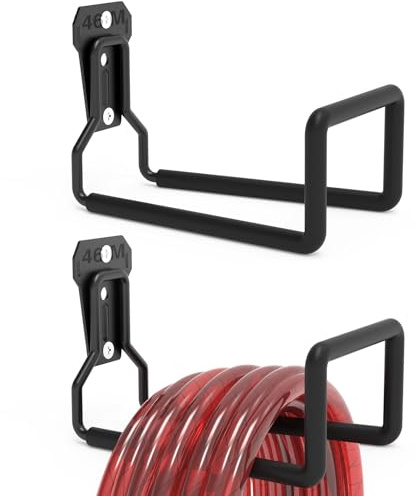 AinDen Metal Heavy Duty Hose Reel Hanger Wall Mounted, Water Hose Pipe Holder for Garden, Sturdy Hose Reel Hose Hooks for Outside Yard