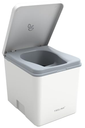 TRELINO Evo M vit (39 T x 33 B x 36 H cm), torkseparationssalong, mobil campingtoalett utan kemi, separationtoalett för husbil, skåpbil, campare, camping, trädgård