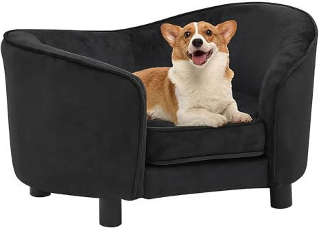 CLALER Hundesofa 69x49x40 cm Plüsch Hundecouch Hundebett Haustiersofa hundesofa für kleine Hunde und mittlere Hunde, Schwarz