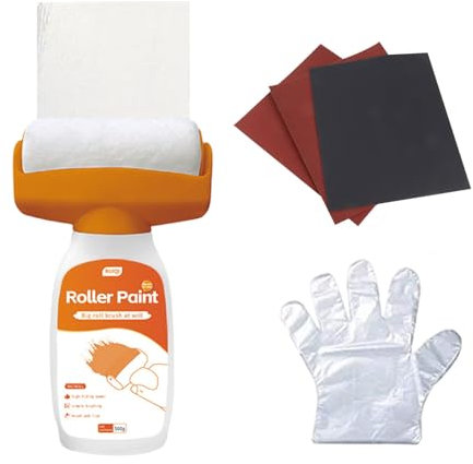 ZHYUAN Rouleau de peinture murale,500g, 2 En 1 Rouleaux À Peinture, Brosse de Réparation Murale à Rouleau,avec pâte de réparation murale, convient aux graffitis, taches, fissures et murs endommagés