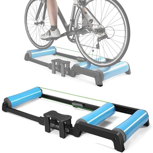 Rulli per pedali pieghevoli per bicicletta, con staffa regolabile per ruota anteriore, antiscivolo, resistente all'usura, per mountain bike e bici da strada da 24 a 29 pollici