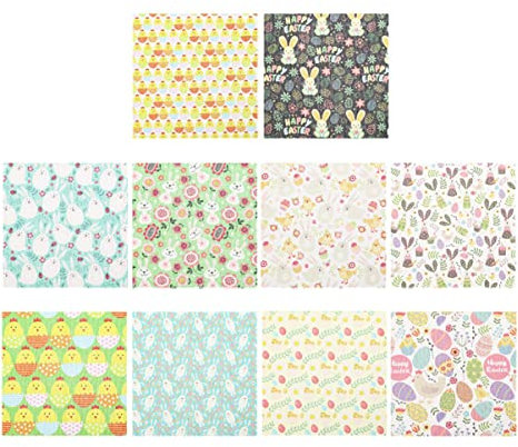 NUOBESTY 30stücke Baumwollstoff Mit Bunten Ostermotiven Printed Fabric Für Bastelprojekte Für Patchwork Und Dekoration