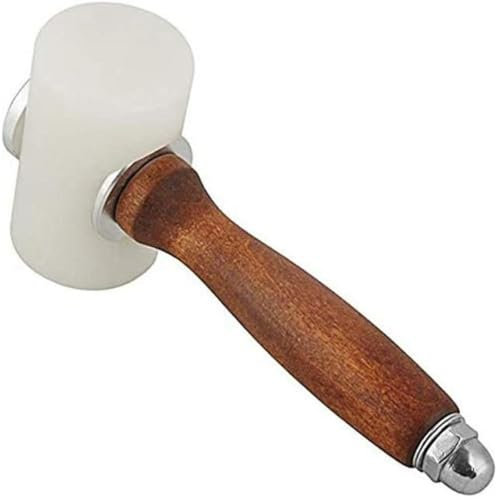 Wambere Nylon Leder Schnitzhammer Leder Werkzeug Nylon Hammer Holzhammer in T-Form mit Holzgriff für Lederverarbeitung Lederschnitzhammer Lederhandwerkshammer DIY Leder Handwerkswerkzeug,