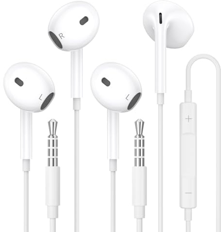 2 Pack 3.5mm Wired Earphones,In-Ear Headphones with HiFi Stereo Sound Noise Isolation,Built-in Microphone&Volume Control – Compatible with i-Phone,i-Pad,H-uawei,S-amsung,Android,Laptops,MP3/MP4Players