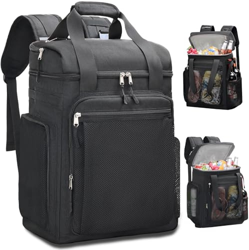Estarer 35 l Kühltasche, Rucksack, groß, isoliert, auslaufsicher, Picknicktasche für 4 Personen, Herren und Damen, Lunchtasche für Outdoor, Camping, Strand (Schwarz, XL)