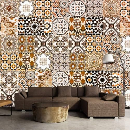 XLMING Retro Geometrische Kunst Abstrakt 3D Tapete Dekorative Seidenoptik Speisesaal Arbeitszimmer Wohnzimmer Schlafzimmer Sofa TV Wand-150cm×105cm