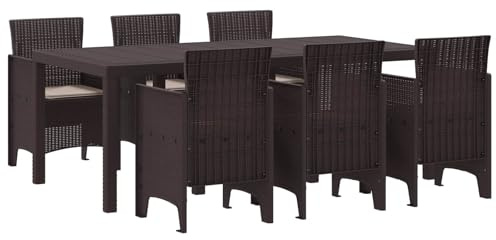 vidaXL Conjunto de Comedor de Jardín 7 uds. Marrón Polipropileno