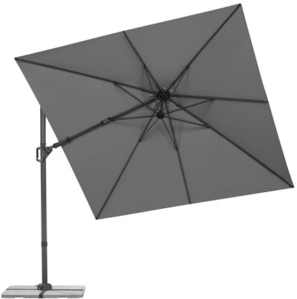 Schneider Ampelschirm VIVASOL 300 x 300 cm, Anthrazit, 360° drehbar, bis 50° neigbar, 45° kippbar, Air-vent, Schutzhülle & Plattenständer