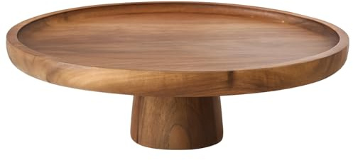 yeeplant Soporte retro para tartas de madera de 25 cm, diseño de pie alto, para repostería y frutas, ideal para mesa de comedor y cocina